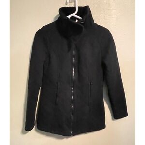 The North Face Carolina Womens Small Fleece Jacket Black Cozy Faux Fur Collar